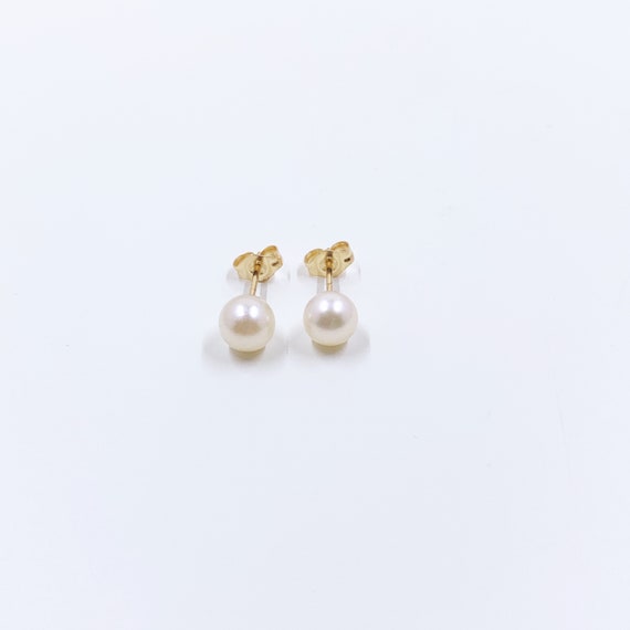 Vintage 14K Classic Pearl Stud Earrings, Everyday… - image 3