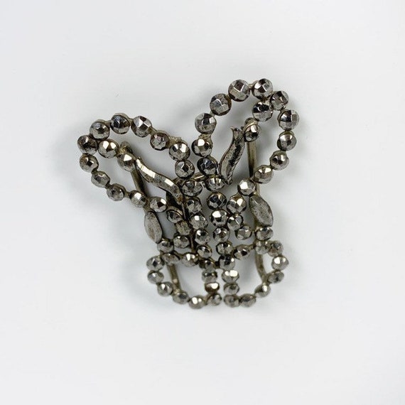 Antique Victorian Cut Steel Butterfly Belt Buckle: Riveted  display picture 1