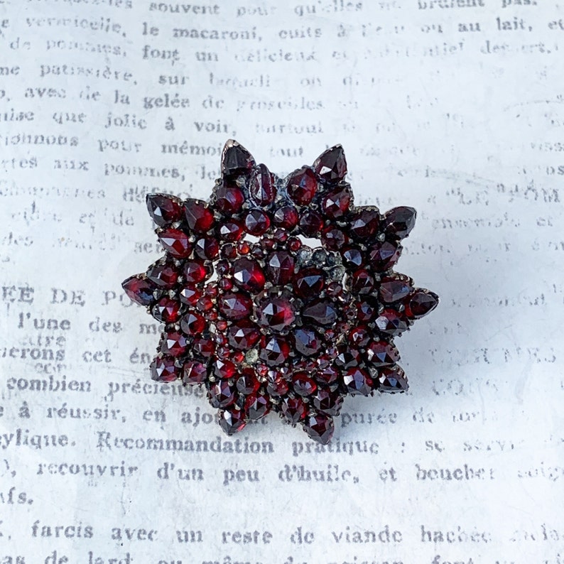 Victorian Rose Cut Garnet Cluster Brooch Rose Cut Flower Garnet Brooch image 4