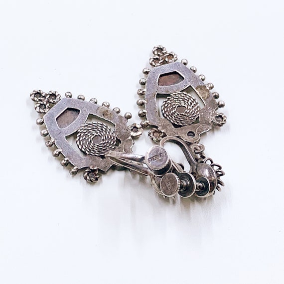 Vintage Silver Ethnic Dangle Earrings Sterling Sil… Gem