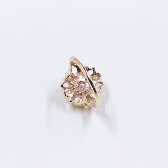 Vintage 10k Gold Pearl Cluster Ring | 10K Gold Pe… - image 5