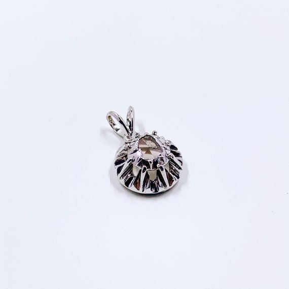 Antique Georgian Rose Cut Diamond Pendant: Silver… - image 3