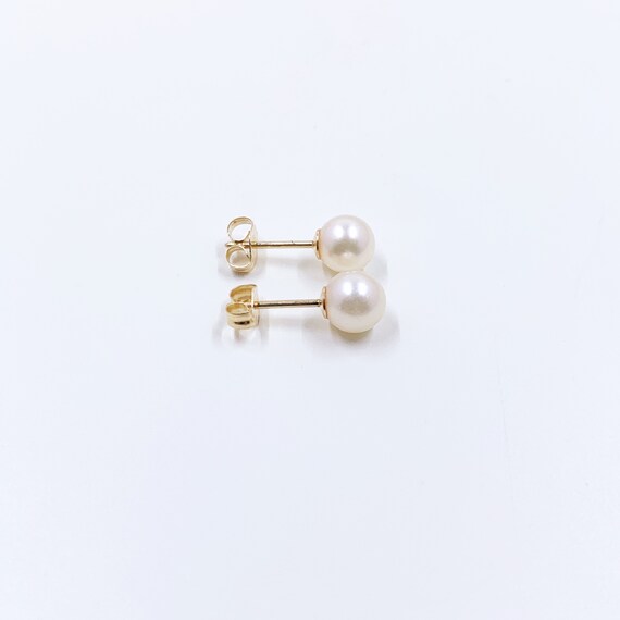 Vintage 14K Classic Pearl Stud Earrings, Everyday… - image 6