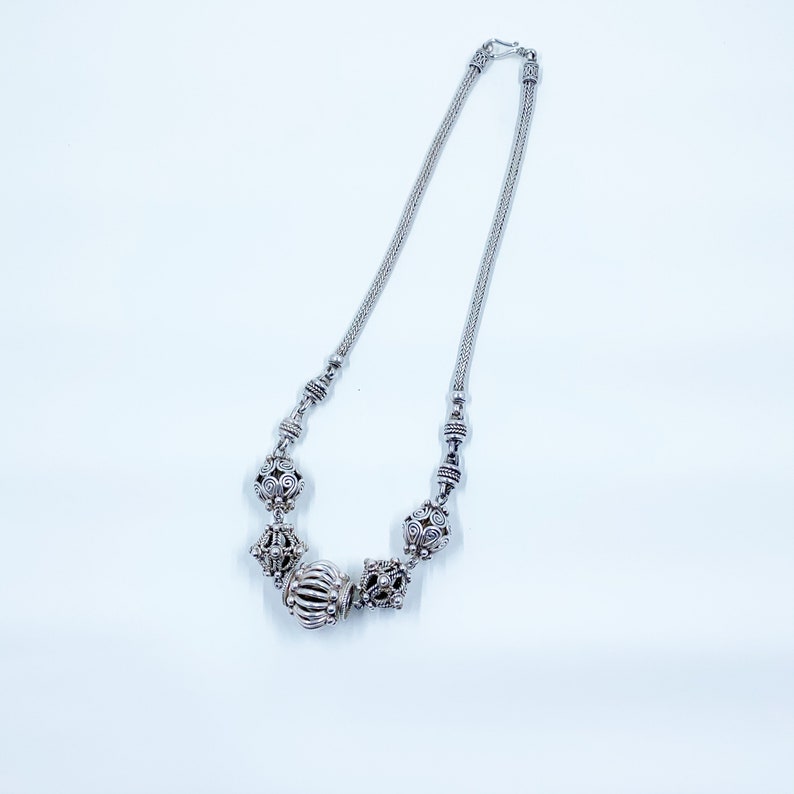 Vintage Bali Bead Necklace Large Bali Bead Woven Chain Etsy