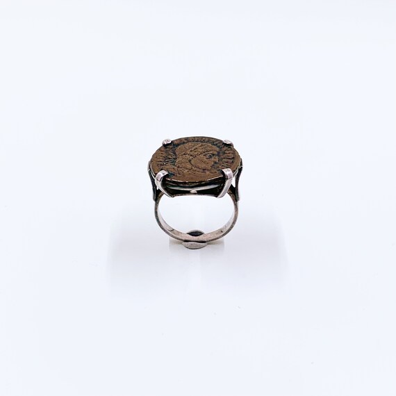 Vintage Sterling Silver Ancient Coin Ring | Size … - image 4