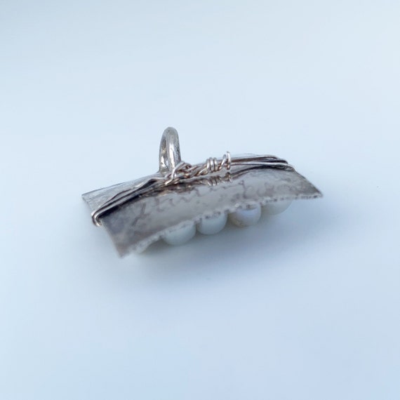 Vintage Modernist Pearl Pendant | Silver Modernis… - image 7