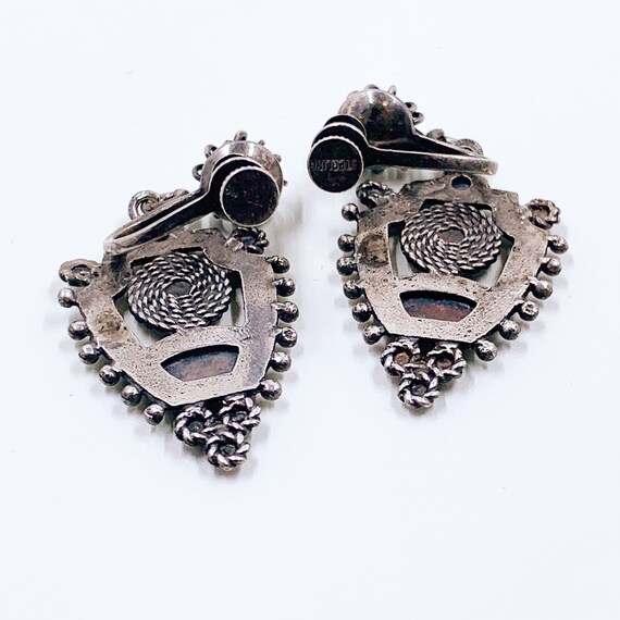 Vintage Silver Ethnic Dangle Earrings Sterling Sil… Gem