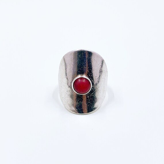 Vintage Silver Pink Stone Ring | Size 8 - image 2