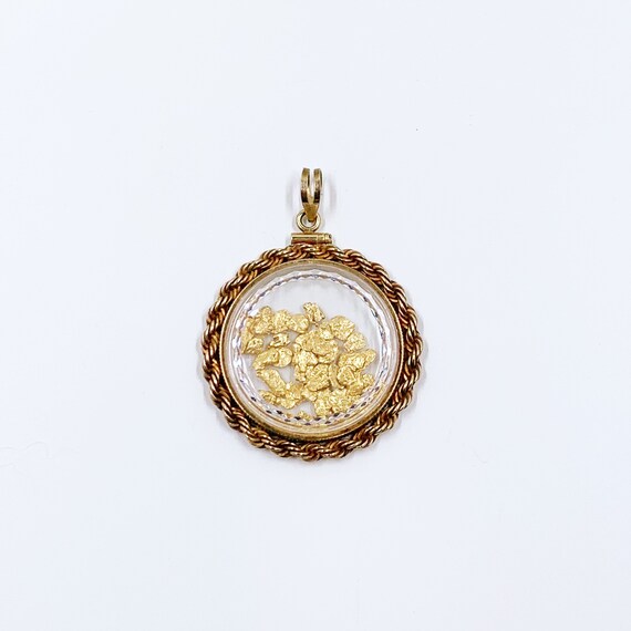Vintage Gold Nugget Flake Pendant 