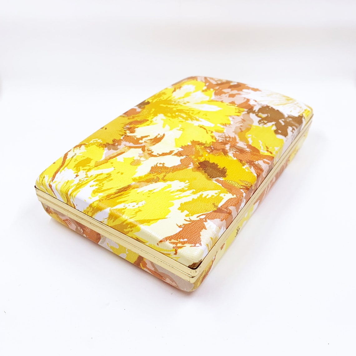 Vintage Yellow Clamshell Jewelry Box Retro Clamshell Earring Etsy