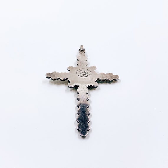 Vintage Mexican Silver Filigree Cross Pendant | M… - image 4