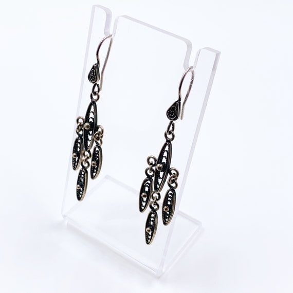 Vintage Filigree Dangle Earrings | Silver Filigre… - image 8