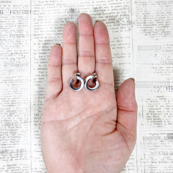 Silver Twisted Round Hoop Style Stud Earrings - image 6