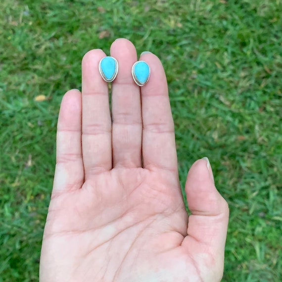 Silver Larimar Stud Earrings | Tear Drop Larimar … - image 8