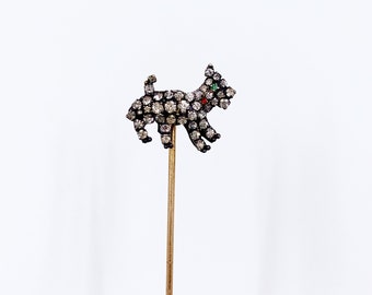 Vintage Scottie Dog Rhinestone Stick Pin | Figural Dog Stick Pin