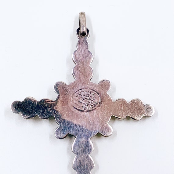 Vintage Mexican Silver Filigree Cross Pendant | M… - image 8