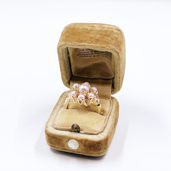 Vintage 10k Gold Pearl Cluster Ring | 10K Gold Pe… - image 9