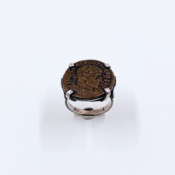 Vintage Sterling Silver Ancient Coin Ring | Size … - image 5