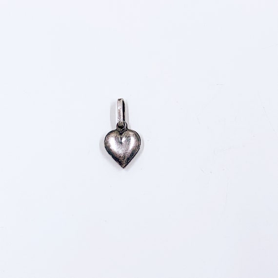 Vintage Silver Puffy Heart Charm | Silver Heart P… - image 2