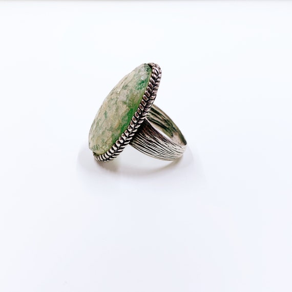 Modernist Silver Tear Drop Roman Glass Ring | Isr… - image 7