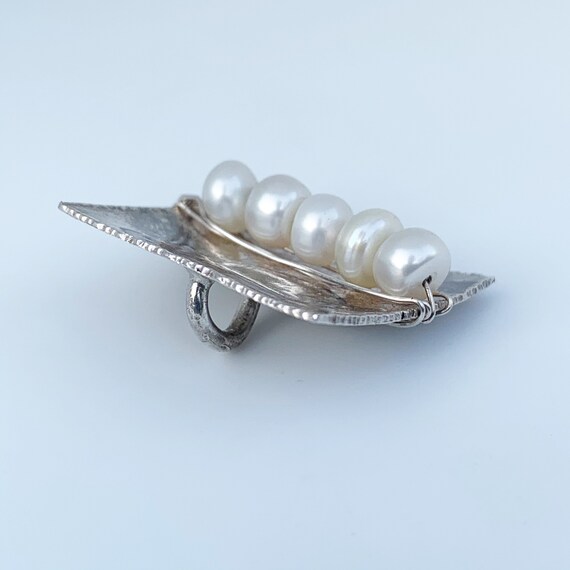 Vintage Modernist Pearl Pendant | Silver Modernis… - image 4
