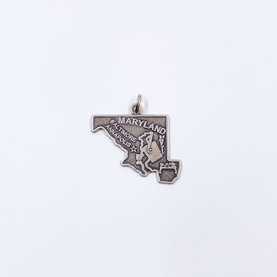 Maryland State Charm Antiqued Sterling Silver Maryland State Charm Antiqued Sterling Silver