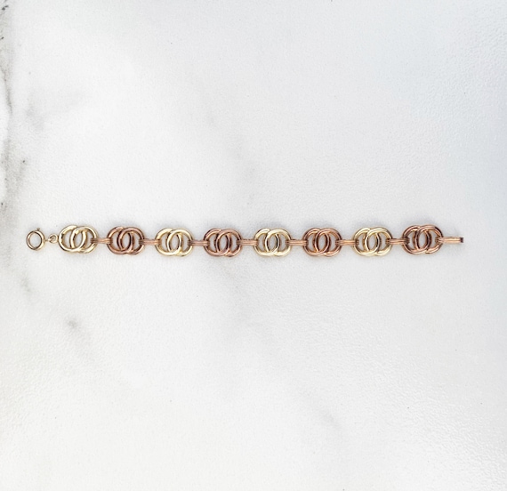 Vintage Art Deco 10k Gold Circle Link Bracelet | … - image 9