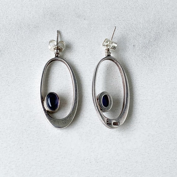 Vintage Amethyst Modernist Drop Earrings | Silver… - image 6