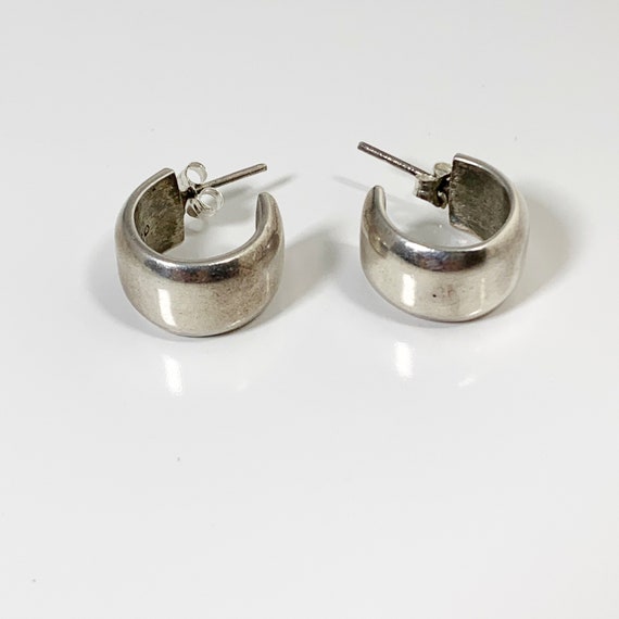 Vintage Small Half Hoop Earrings | Silver Open Hoo