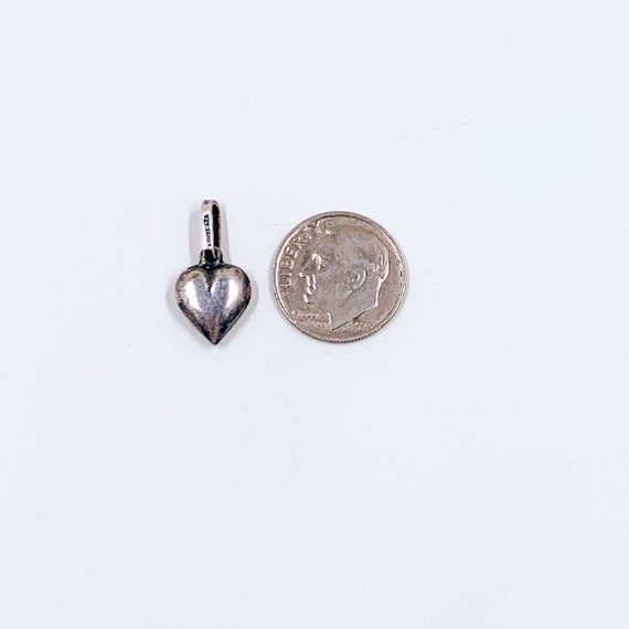 Vintage Silver Puffy Heart Charm | Silver Heart P… - image 3