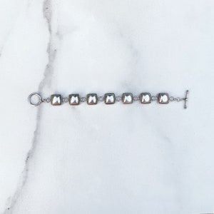 Vintage Silver Modernist Bracelet Domed Link Bracelet image 6