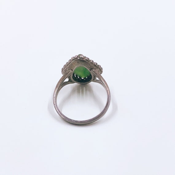 Antique Silver Green Stone Ring | Art Deco Green … - image 8