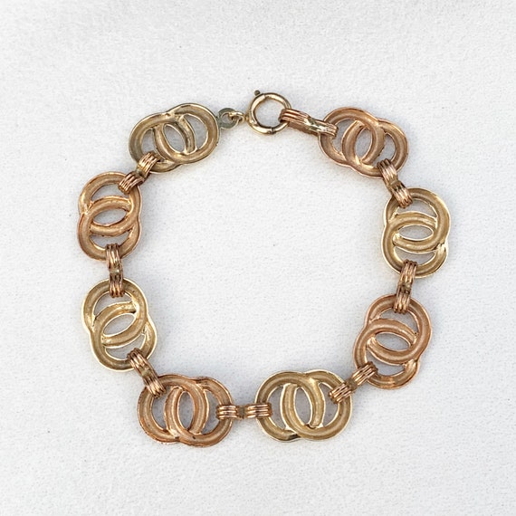 Vintage Art Deco 10k Gold Circle Link Bracelet | … - image 2
