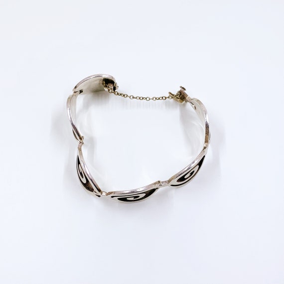 Vintage Silver Mexican Modernist Panel Bracelet |… - image 6