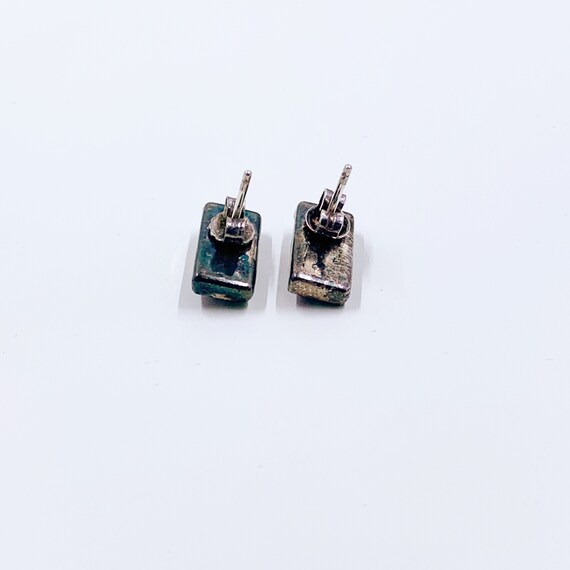 Vintage Silver Inlay Stud Earrings: Multicolor So… - image 7