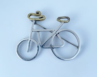 Vintage Silver Bicycle Brooch | Mexican Silver Mixed Metals Brooch