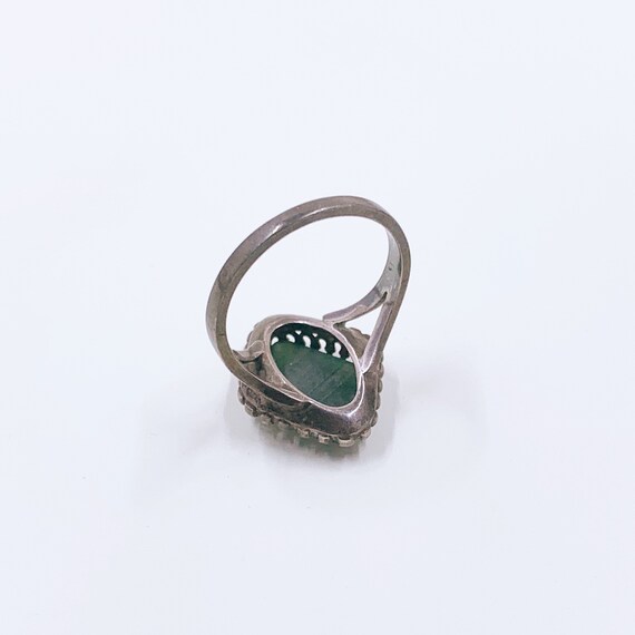 Antique Silver Green Stone Ring | Art Deco Green … - image 10