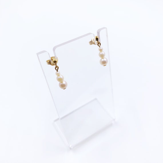 Vintage Gold Pearl Drop Earrings | Classic Pearl … - image 7