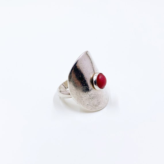 Vintage Silver Pink Stone Ring | Size 8 - image 4