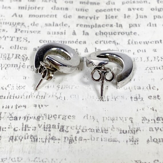 Silver Twisted Round Hoop Style Stud Earrings - image 8