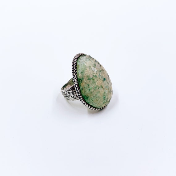 Modernist Silver Tear Drop Roman Glass Ring | Isr… - image 6