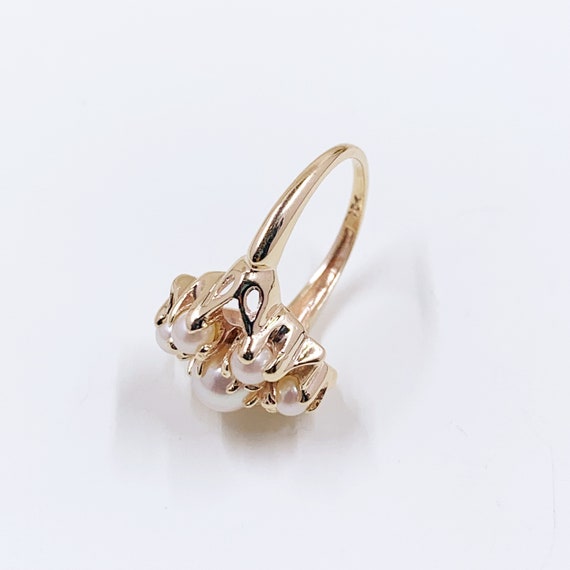 Vintage 10k Gold Pearl Cluster Ring | 10K Gold Pe… - image 7