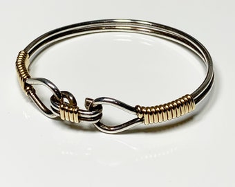 Silver and Gold Filled Knot Bracelet | Two Tone Cuff Bracelet