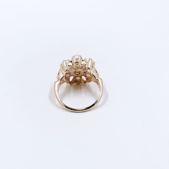 Vintage 10k Gold Pearl Cluster Ring | 10K Gold Pe… - image 6