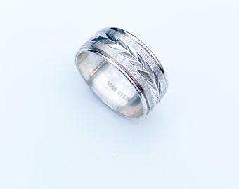 Vintage Silver Engraved Band Ring | Size 7 1/4