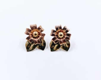 Vintage Sterling Silver Flower Screw Back Earrings