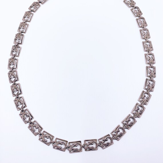 Vintage Danecraft Sterling Panel Link Necklace | … - image 3