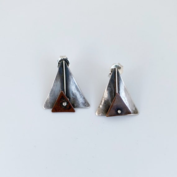 Vintage Silver Modernist Kinetic Earrings | Modern