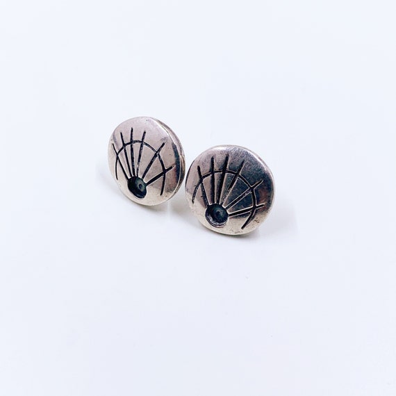 Vintage Modernist Silver Earrings | Geometric Abs… - image 5