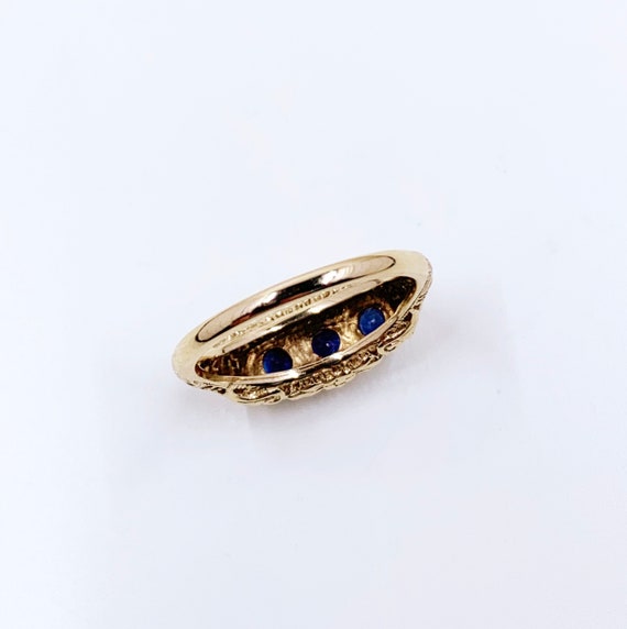Vintage Sapphire Three Stone Filigree Ring |  Siz… - image 9